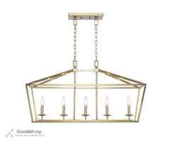 Weyburn Gold Metal Farmhouse Chandelier Light Fixture 5 Lights Rectang